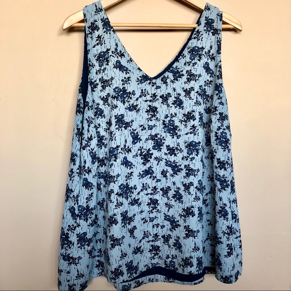 [#41] Reversible Blue Floral Top